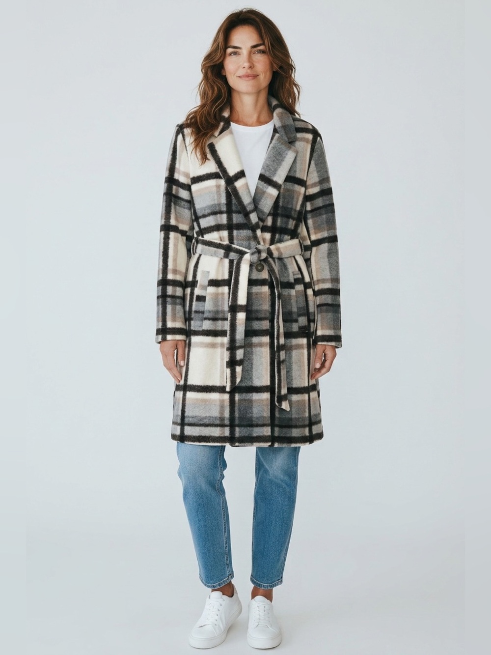 Maurices Coat with Cream and Gray Tones